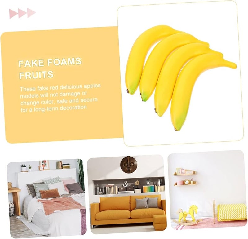Lifelike Artificial Banana Decor 4Pcs Fake Fruit Props For Home Display - Image 3